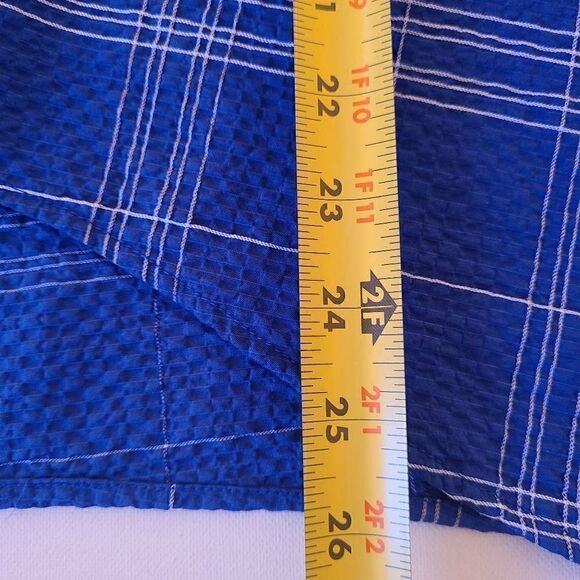 Habitat Womens Blouse Button Down High Low Long Sleeve Plaid Blue XS - Picture 9 of 13